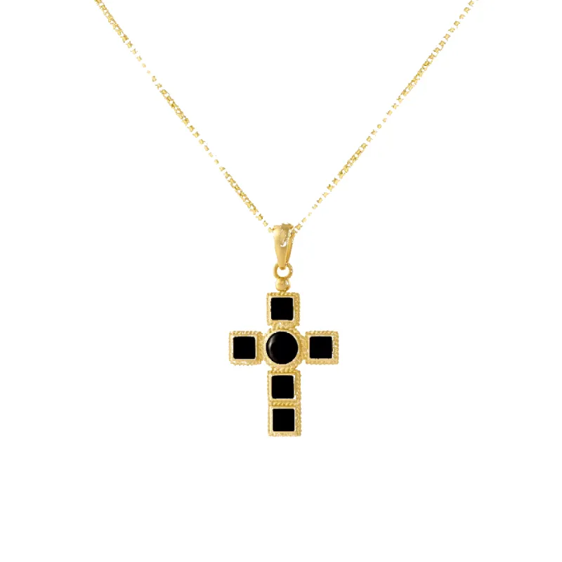14K Onyx Cross Necklace sold by IceLink
