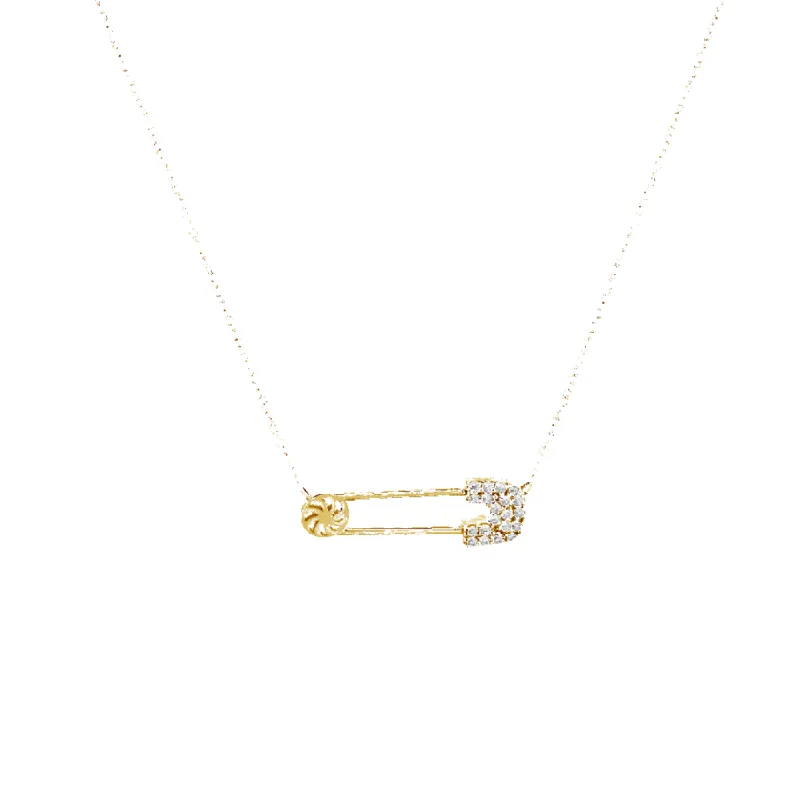 14K Safety Pin Necklace sold by IceLink