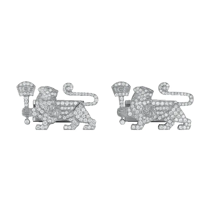 18K Diamond Lioness Cuff Links sold by IceLink product image thumbnail 2