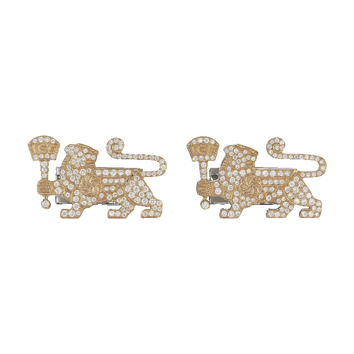 18K Diamond Lioness Cuff Links sold by IceLink