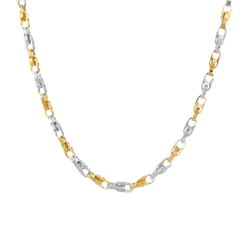 14K Two-Tone Titan Link Chain Necklace sold by IceLink