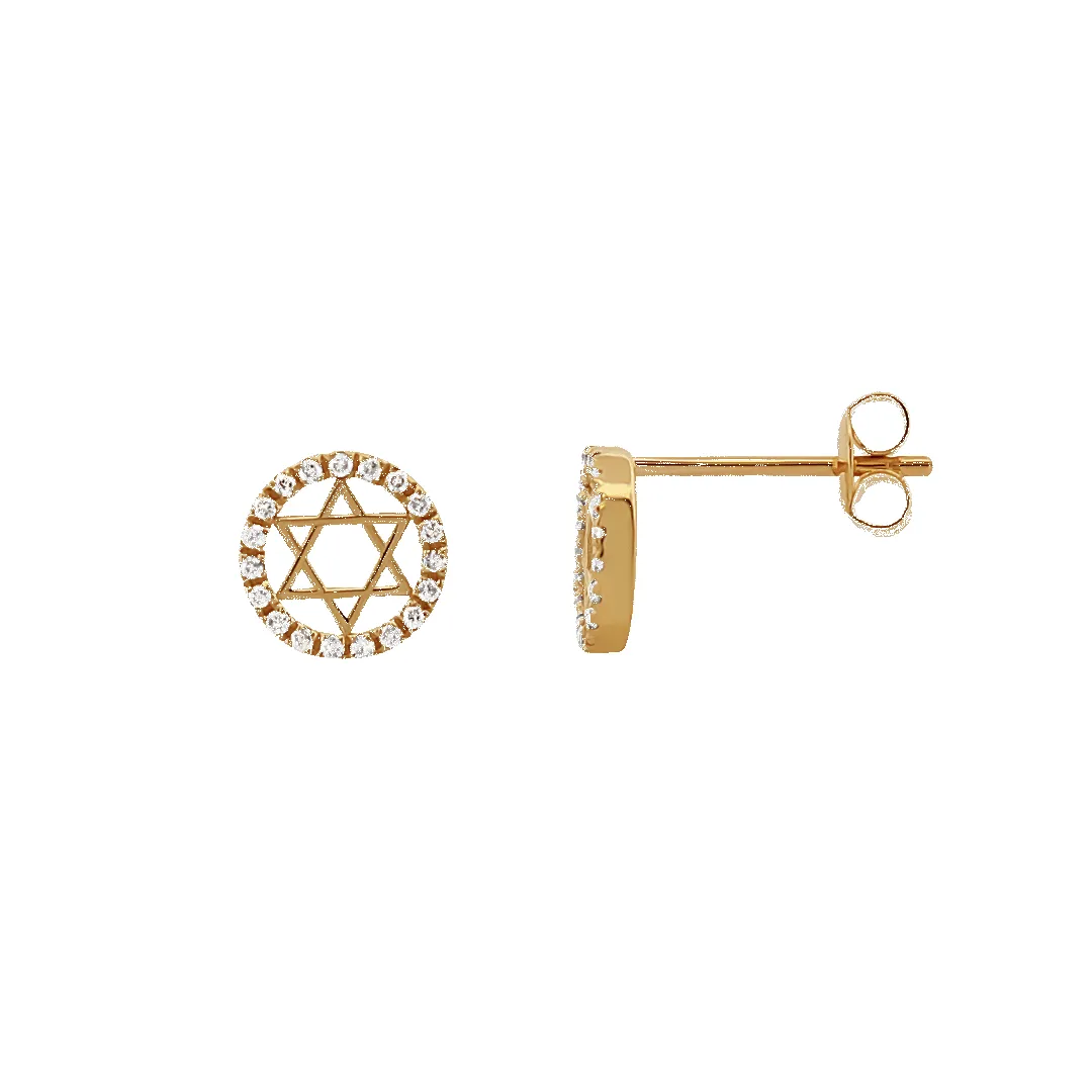 14K Star of David Diamond Stud Earrings sold by IceLink
