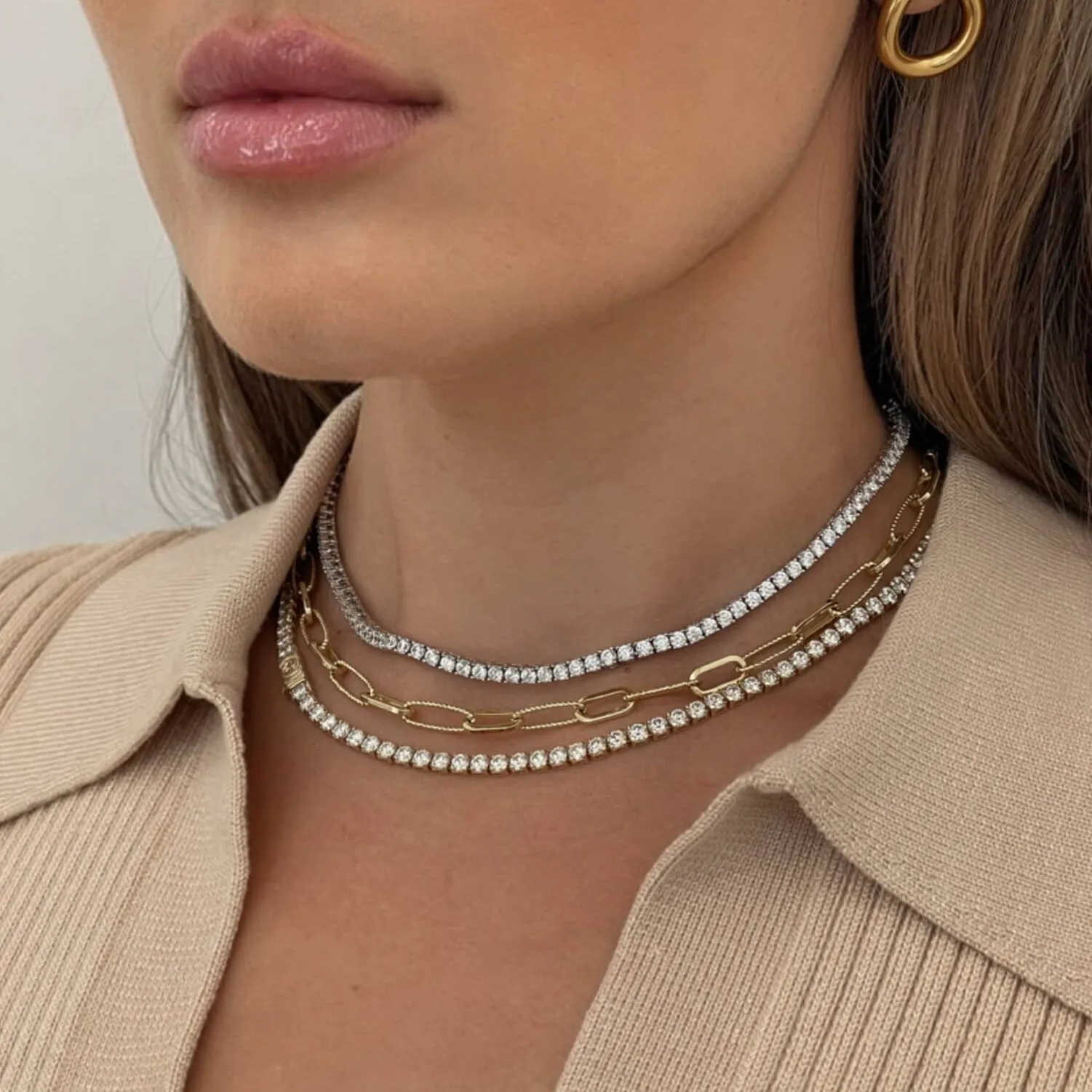 10K Gold Moissanite Tennis Necklace 3.25mm sold by IceLink product image thumbnail 2