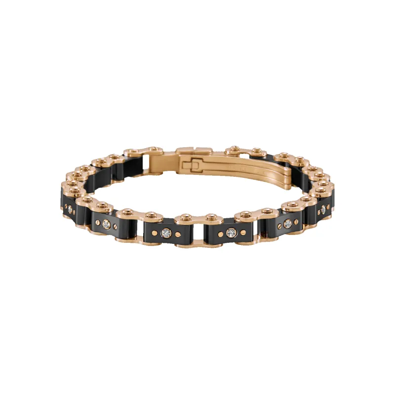 Black & Rose Gold Diamond 9.5MM Bicycle Bracelet sold by IceLink