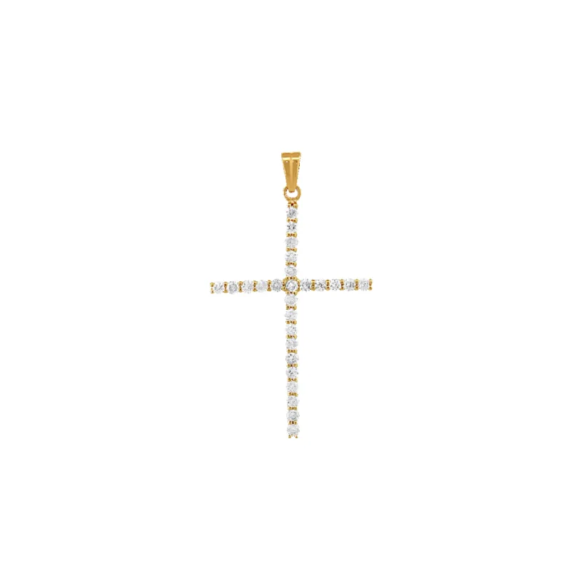 14K Large Round Diamond Cross Pendant sold by IceLink