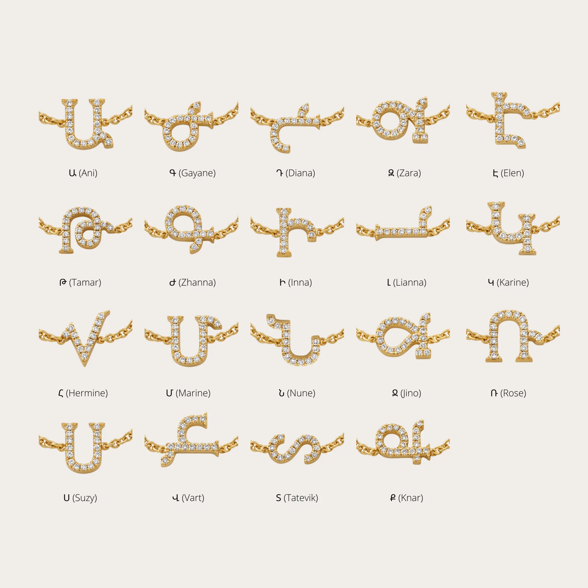 14K Armenian Initial Diamond Chain Ring sold by IceLink product image thumbnail 3