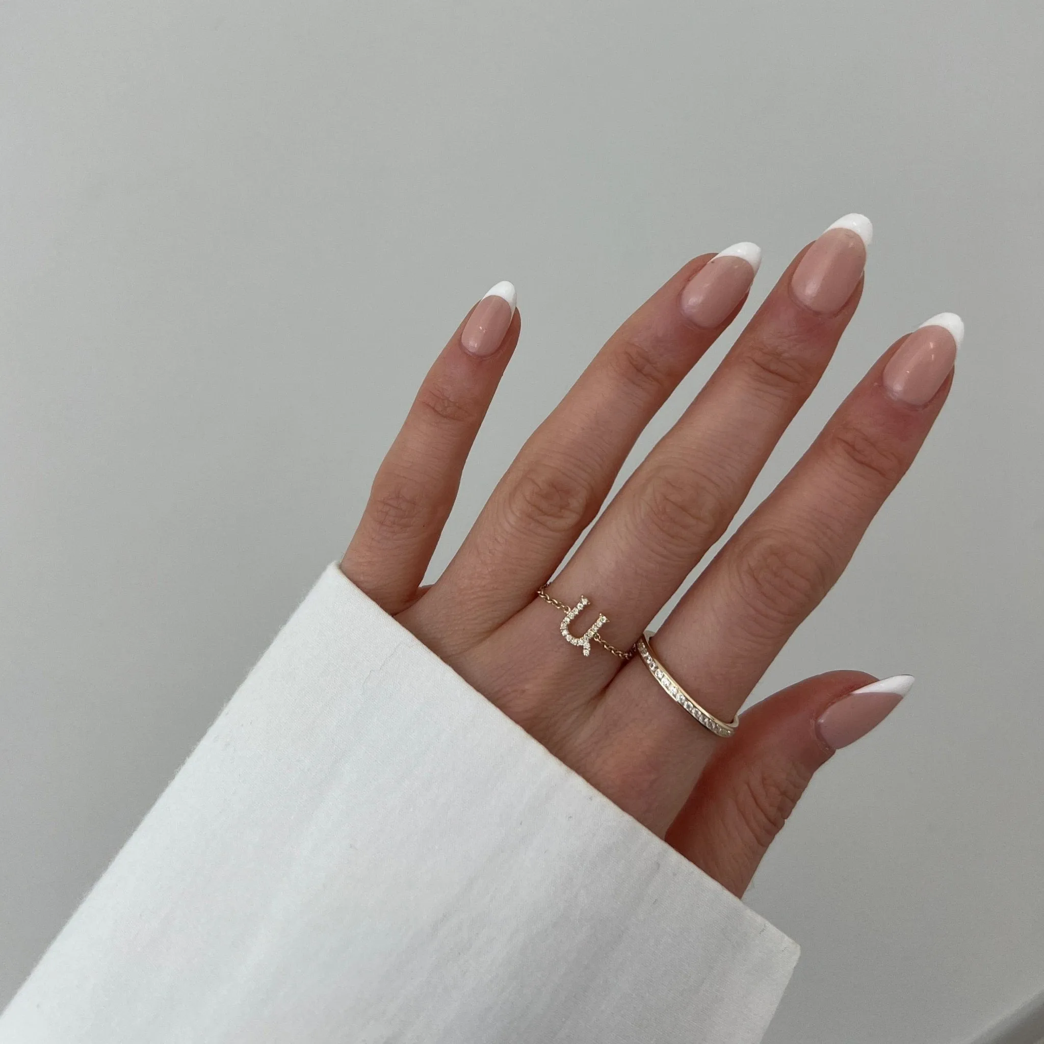 14K Armenian Initial Diamond Chain Ring sold by IceLink product image thumbnail 2