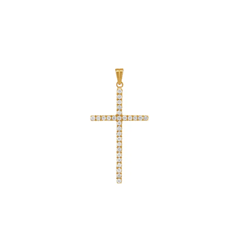 14K Large Square Diamond Cross Pendant sold by IceLink