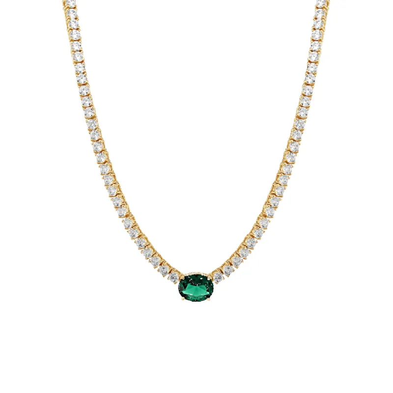Gia Oval Emerald Necklace (Sample Sale) sold by IceLink