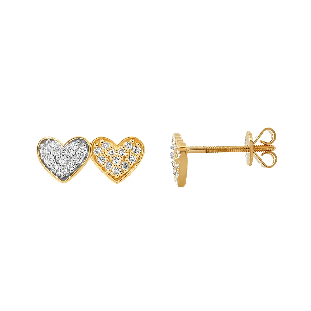 14K Two-Tone Double Heart Diamond Earrings sold by IceLink product image thumbnail 3