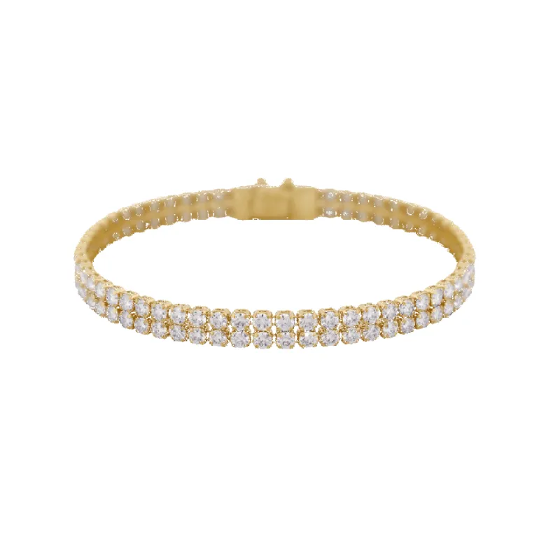 10K Gold 2 Row Moissanite Tennis Bracelet sold by IceLink