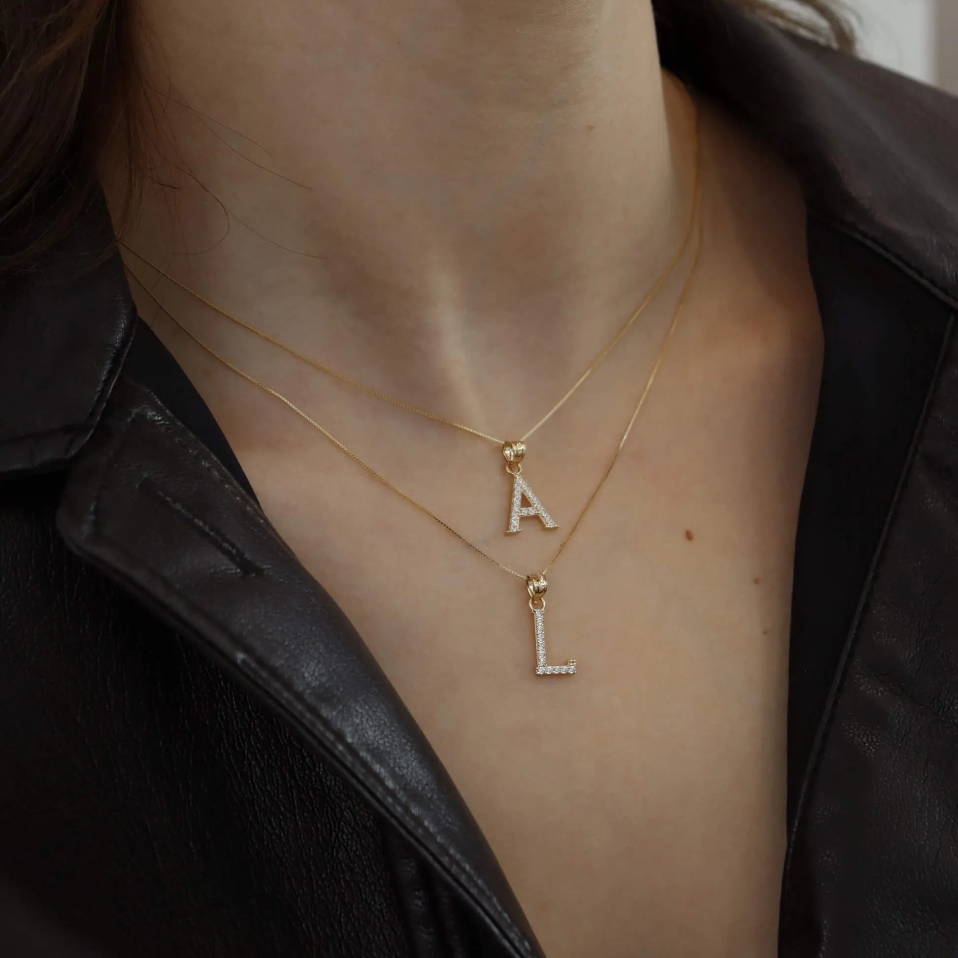 14K Gold 'True You' Initial Stone Pendant sold by IceLink product image thumbnail 2