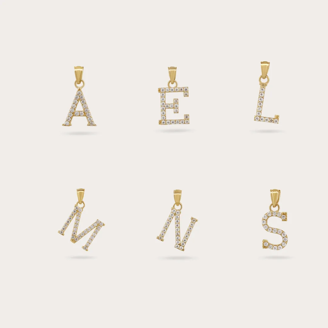 14K Gold 'True You' Initial Stone Pendant sold by IceLink product image thumbnail 4