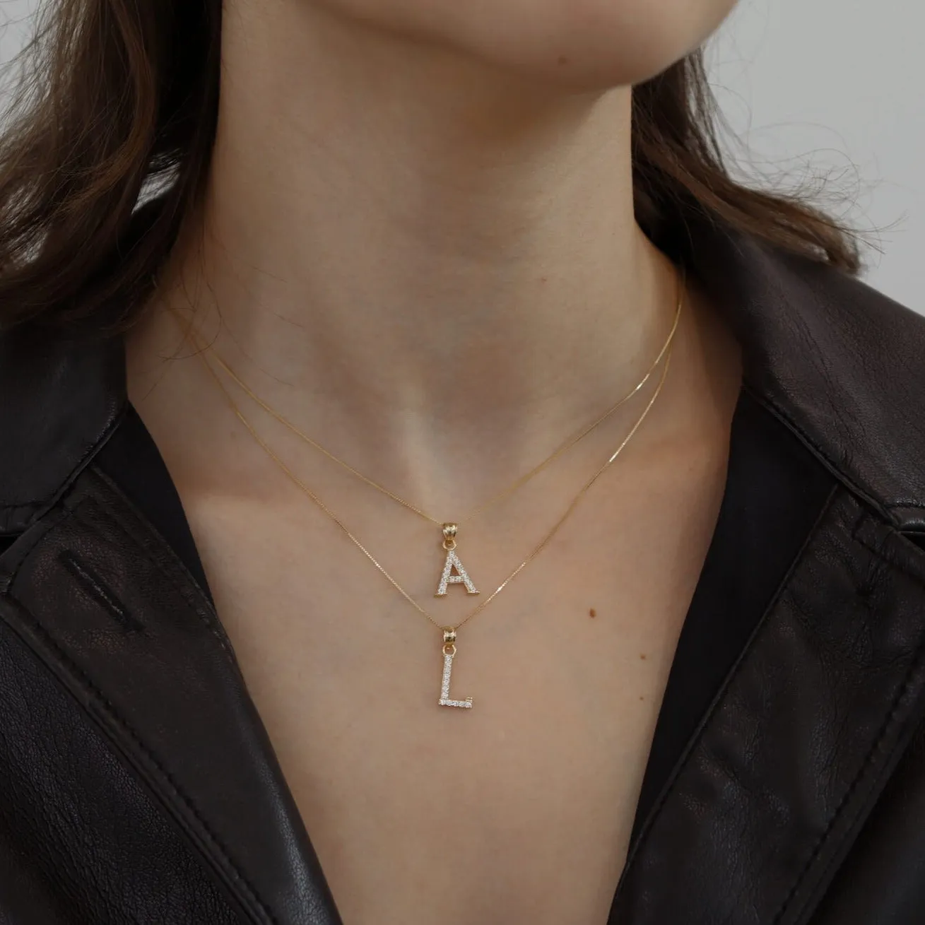 14K Gold 'True You' Initial Stone Pendant sold by IceLink product image thumbnail 3