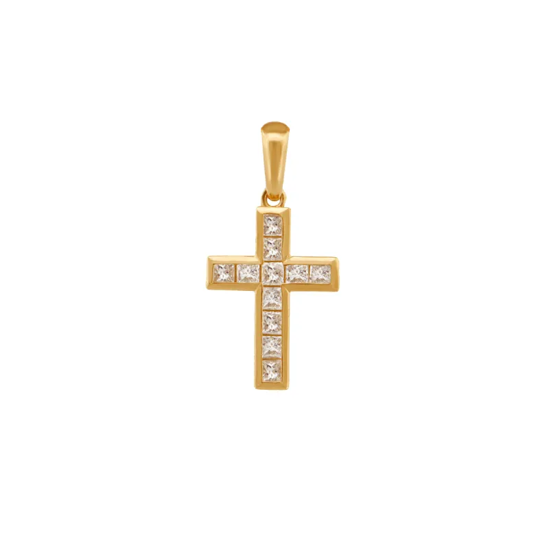 14K Glory Diamond Cross Pendant 15.7mm sold by IceLink