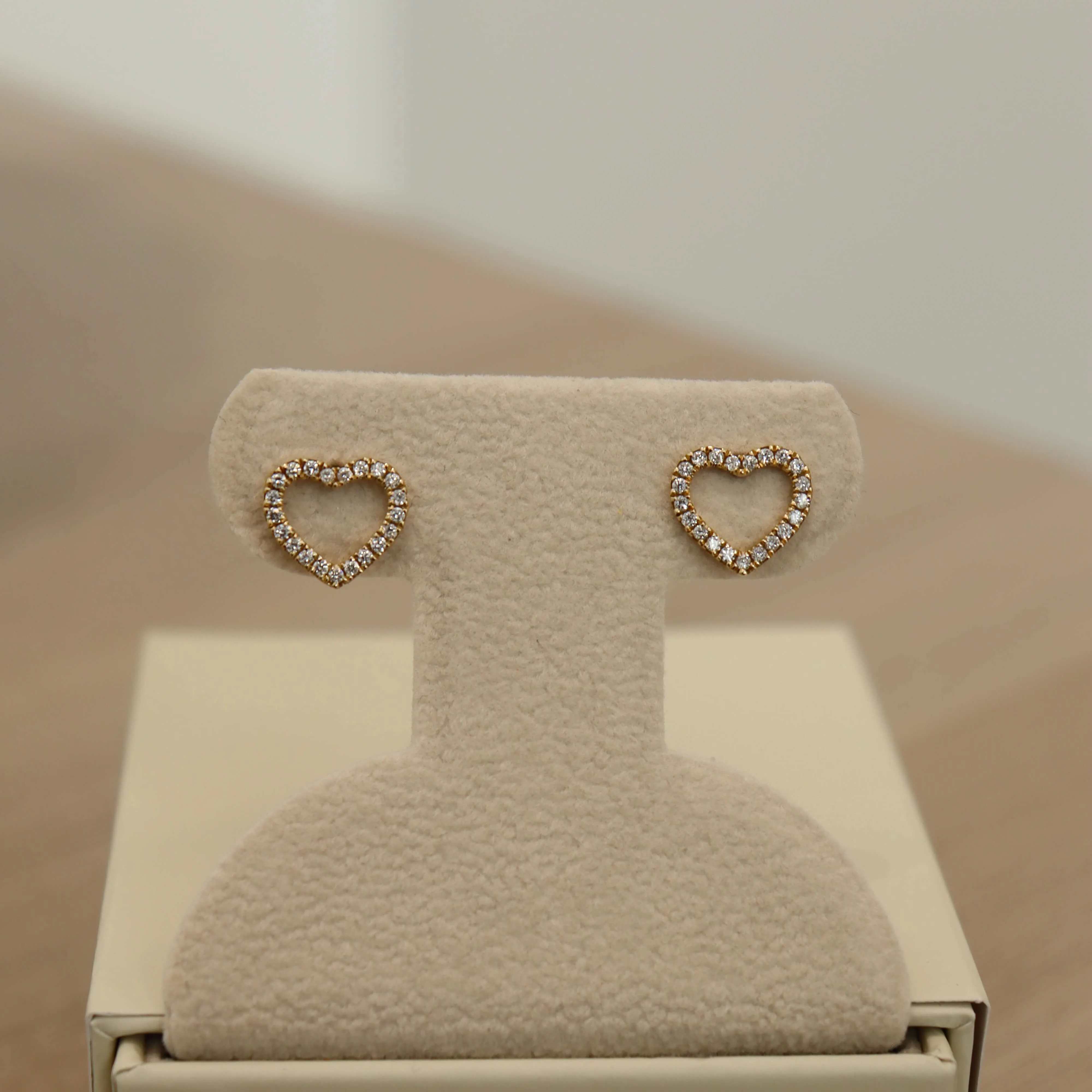 14K Big Heart Diamond Stud Earrings (Sample Sale) sold by IceLink