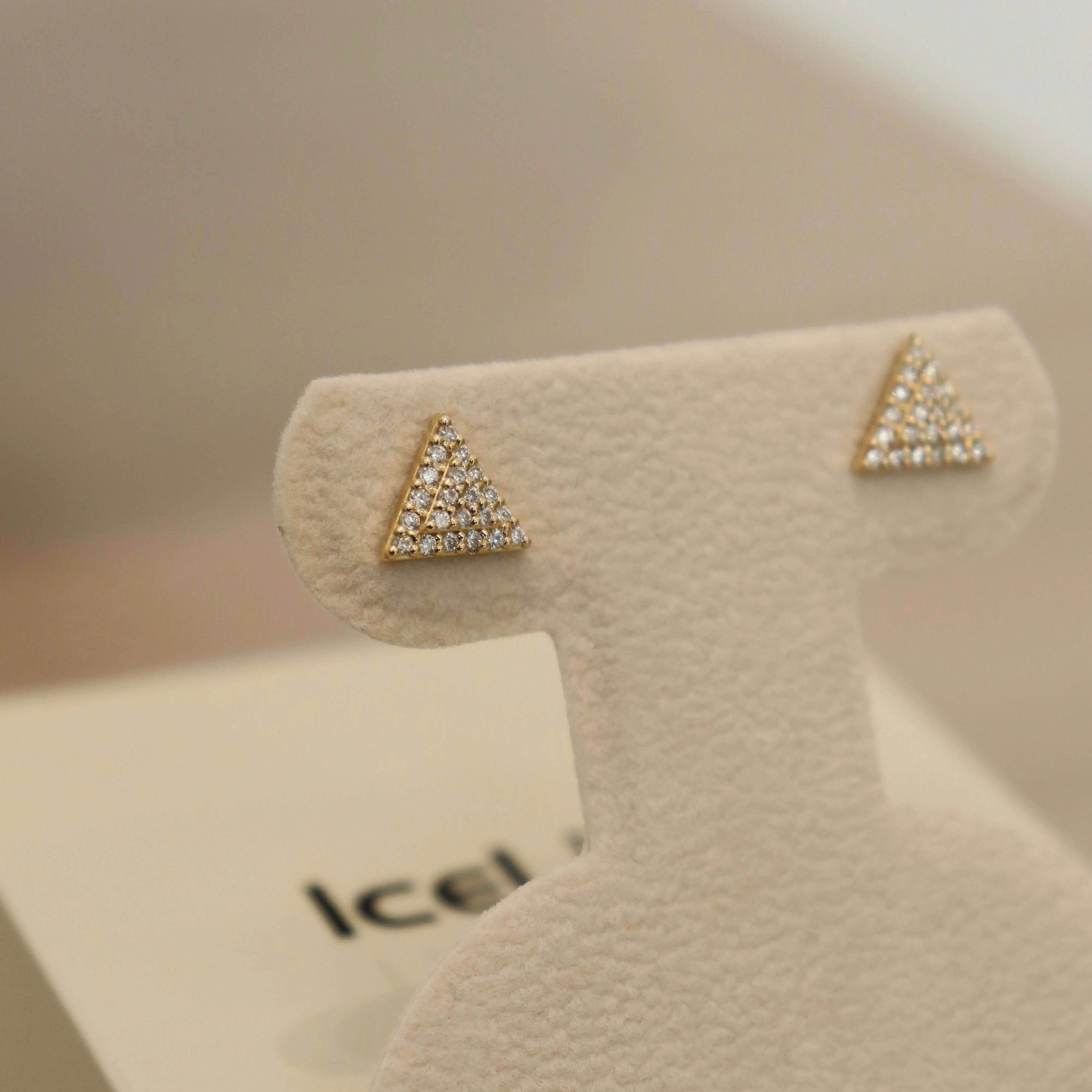 14K Triangle Diamond Stud Earrings (Sample Sale) sold by IceLink product image thumbnail 3