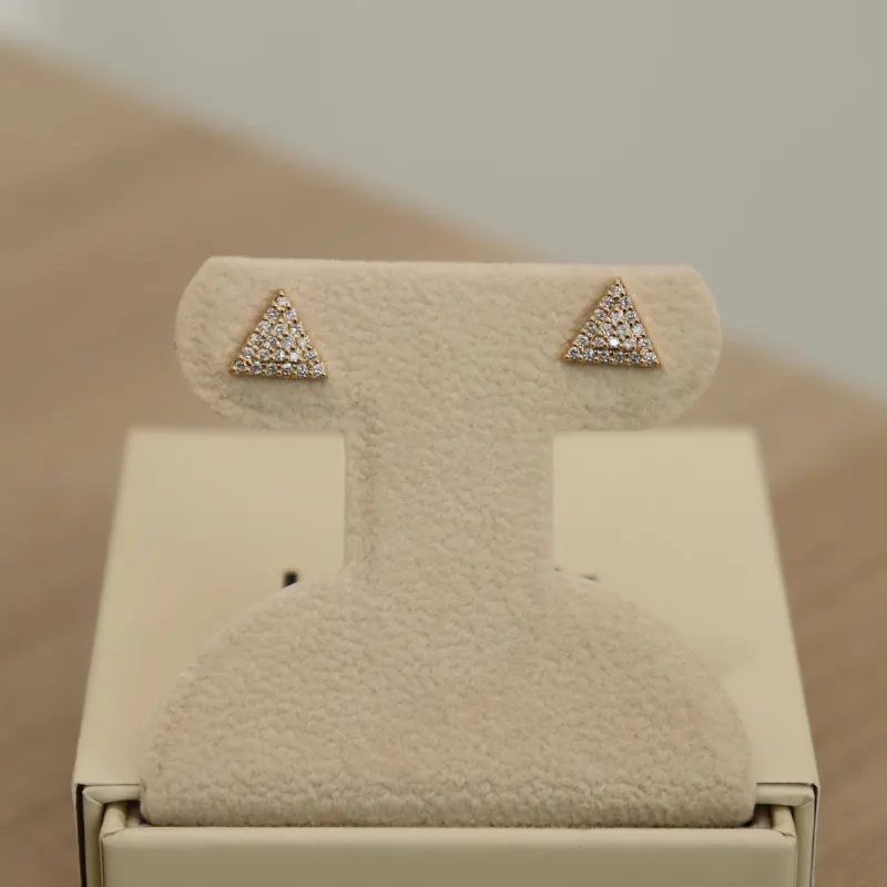 14K Triangle Diamond Stud Earrings (Sample Sale) sold by IceLink