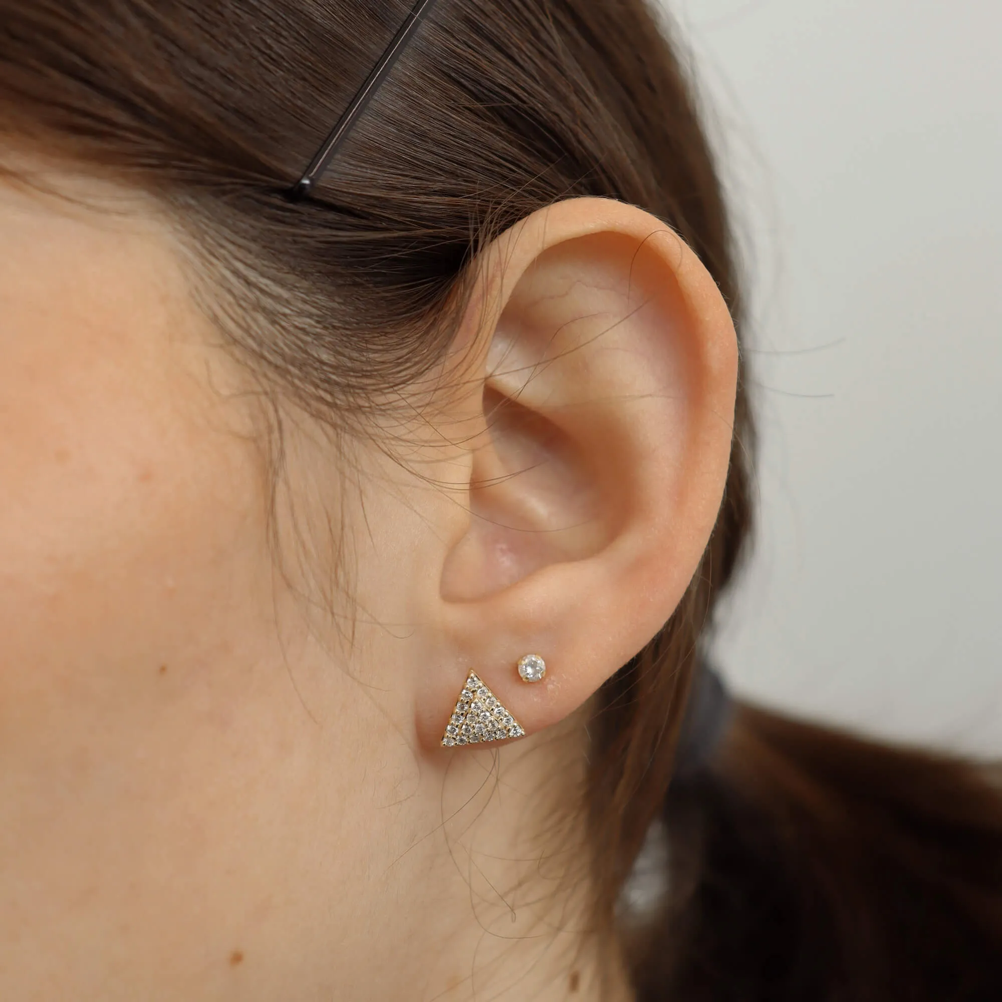 14K Triangle Diamond Stud Earrings (Sample Sale) sold by IceLink product image thumbnail 2