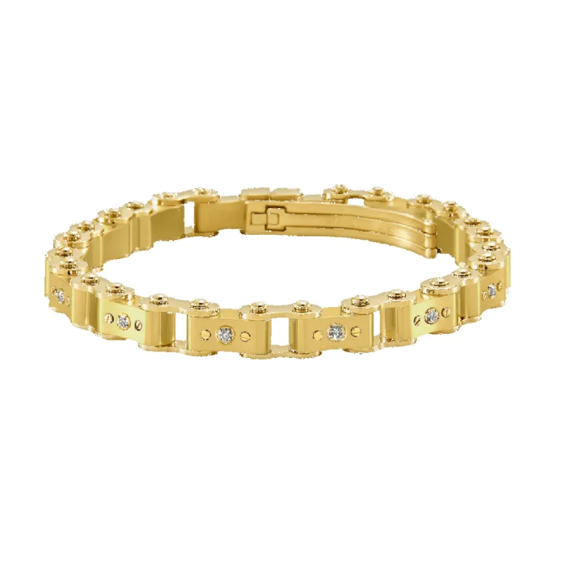 Diamond Gold 9.5MM Bicycle Bracelet sold by IceLink