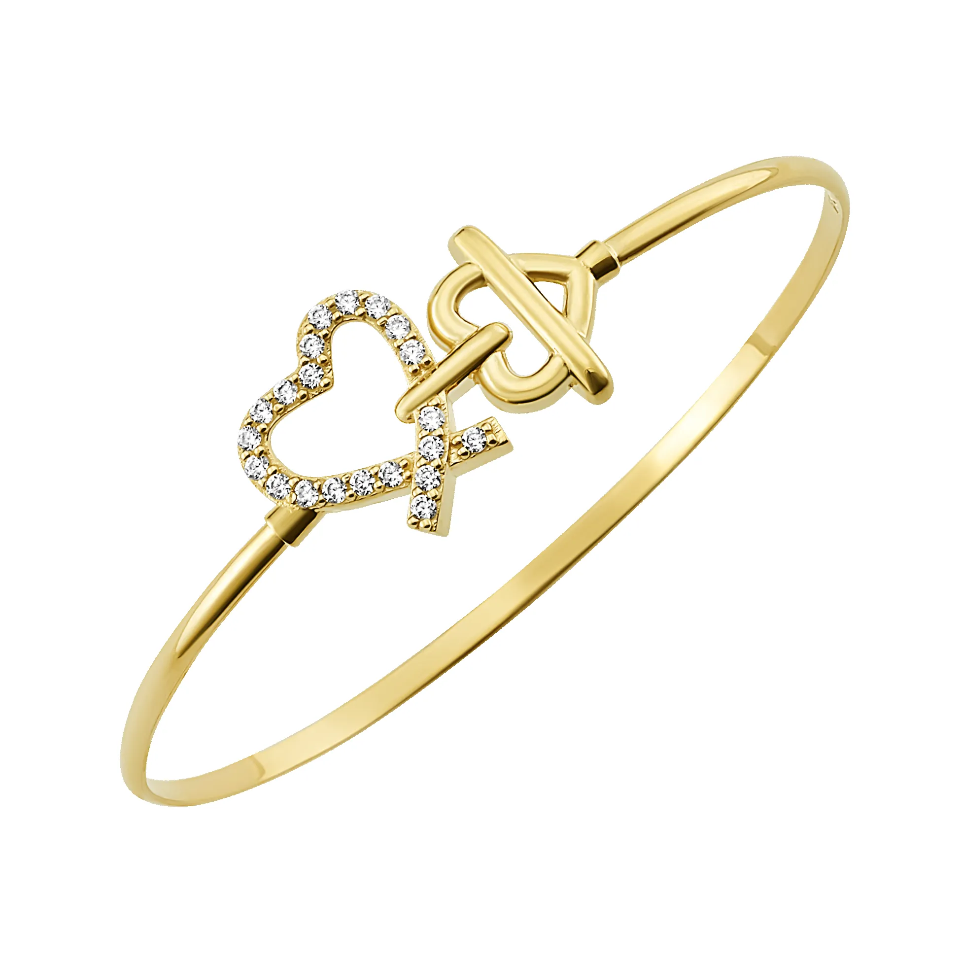 14K Diamond Heart Bangle (Sample Sale) sold by IceLink