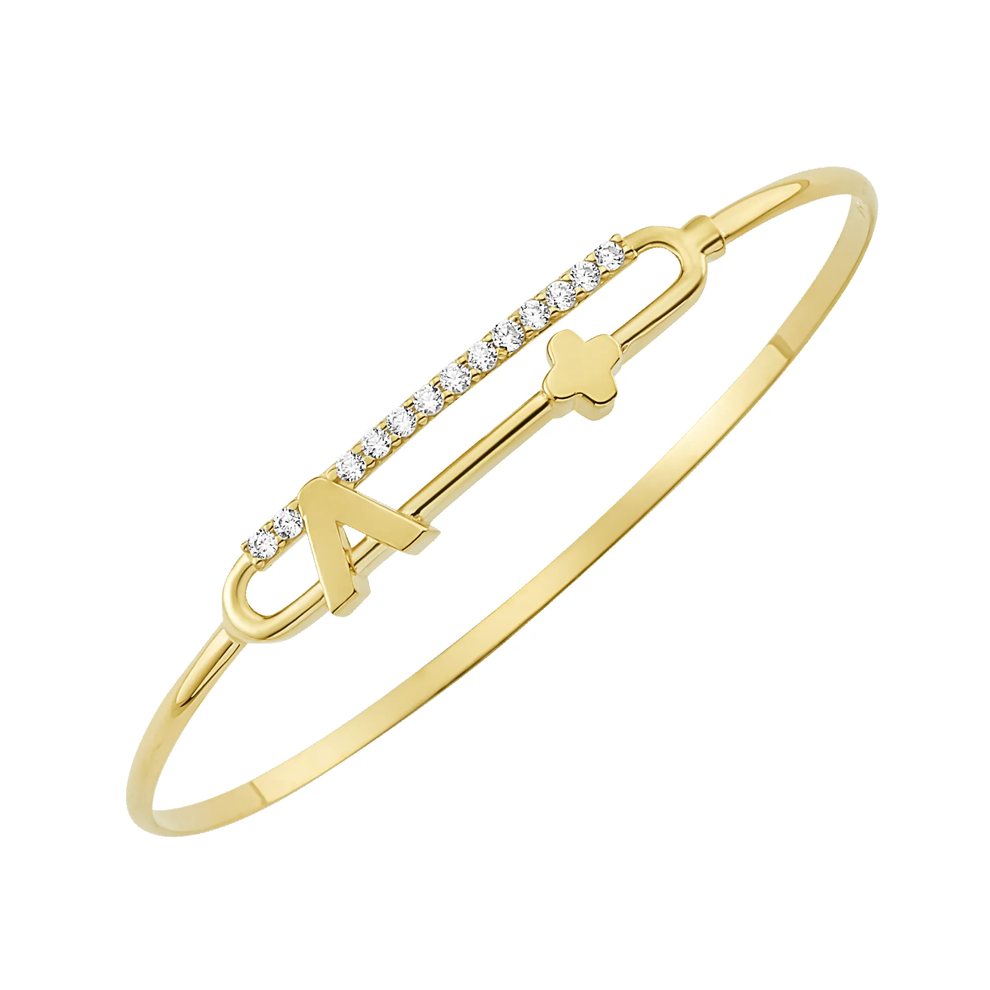 14K Clover Diamond Bangle (Sample Sale) sold by IceLink