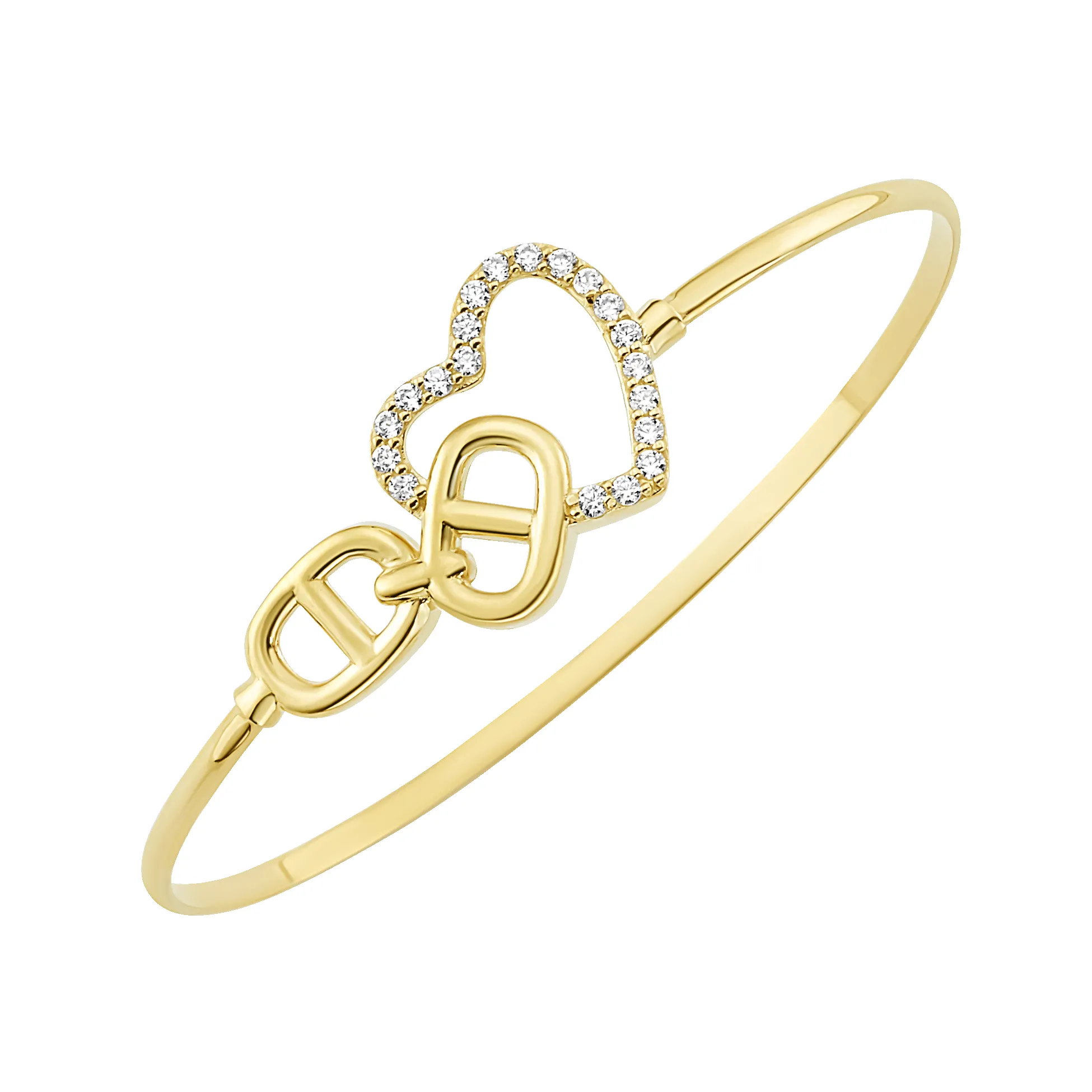 14K Heart Link Diamond Bangle (Sample Sale) sold by IceLink