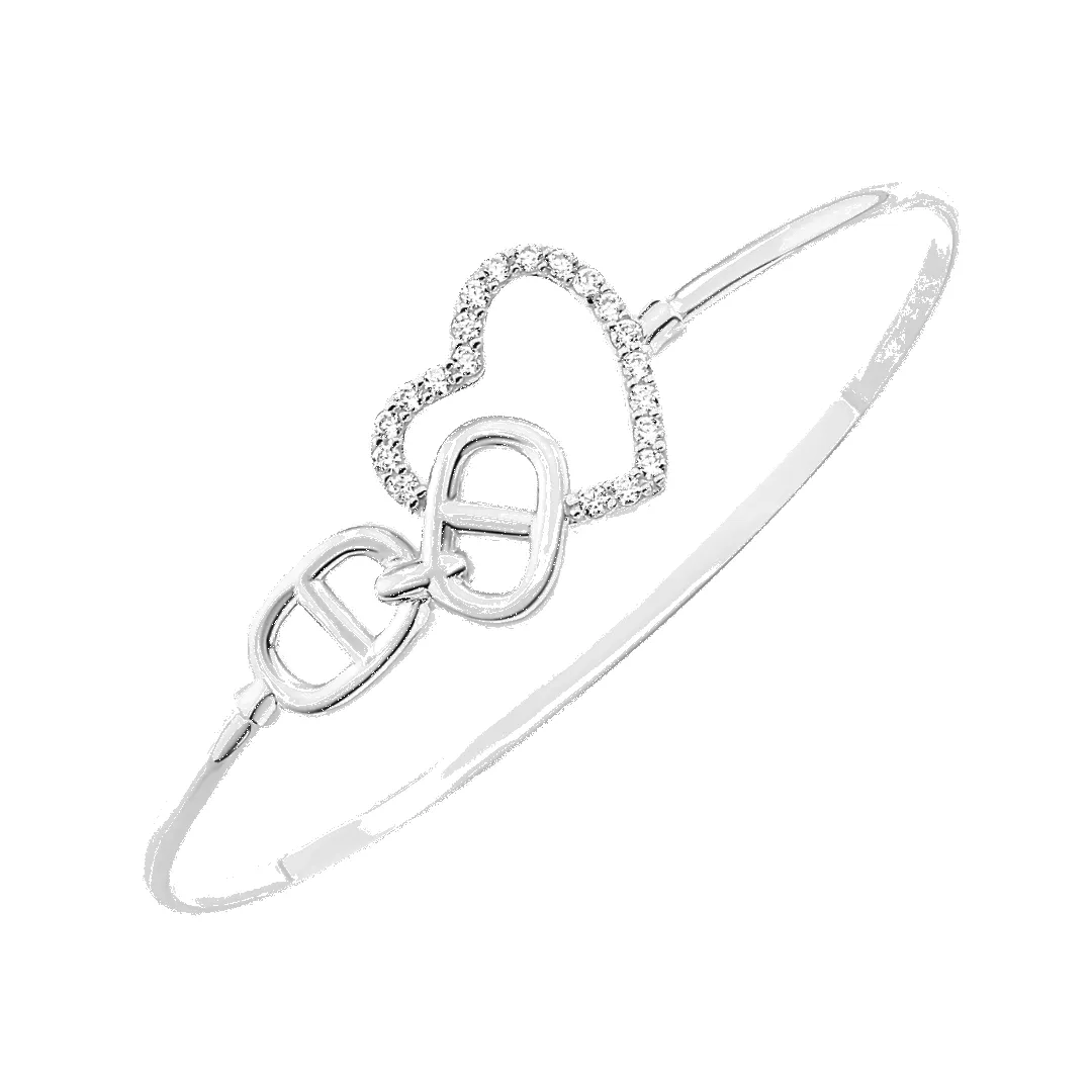 14K Heart Link Diamond Bangle (Sample Sale) sold by IceLink product image thumbnail 2