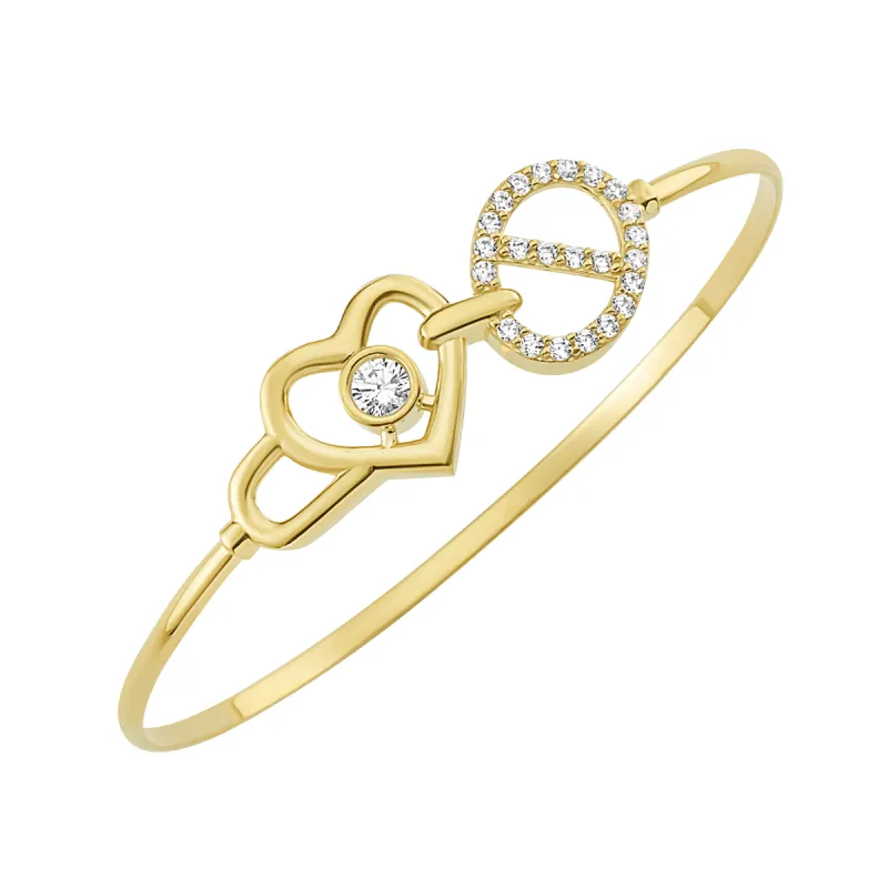 14K Heart and Oval Diamond Bangle (Sample Sale) sold by IceLink
