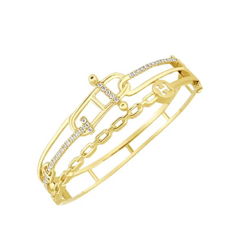 14K Initial H Triple Diamond Bangle (sample sale) sold by IceLink