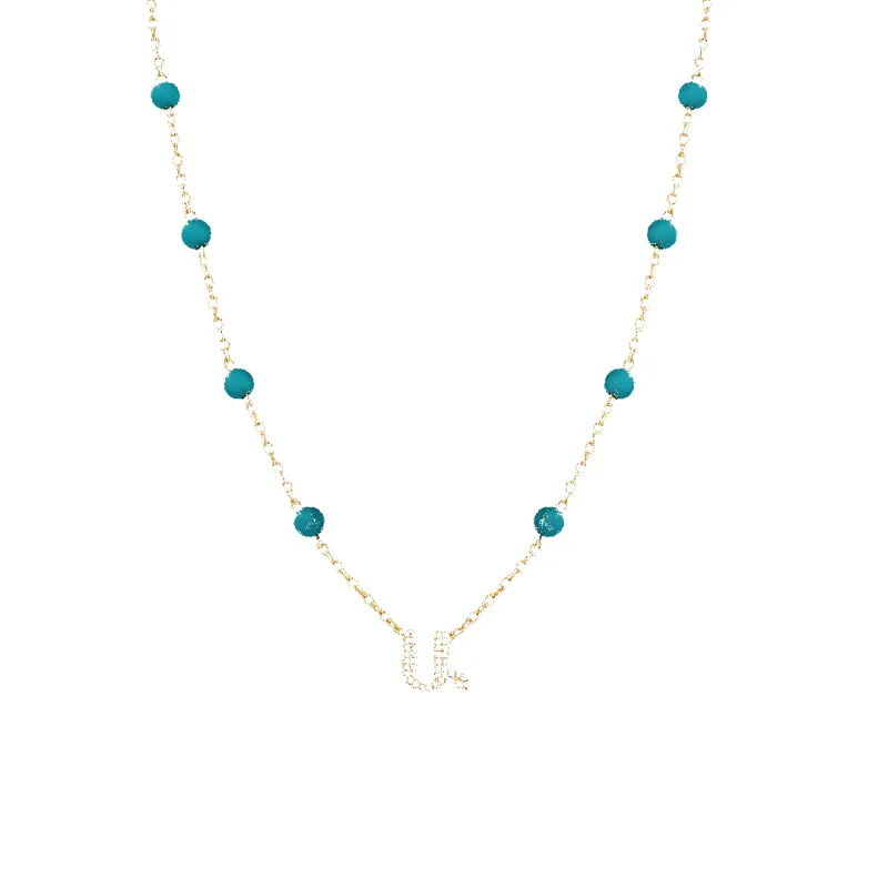 14K Turquoise Armenian Initial Necklace sold by IceLink