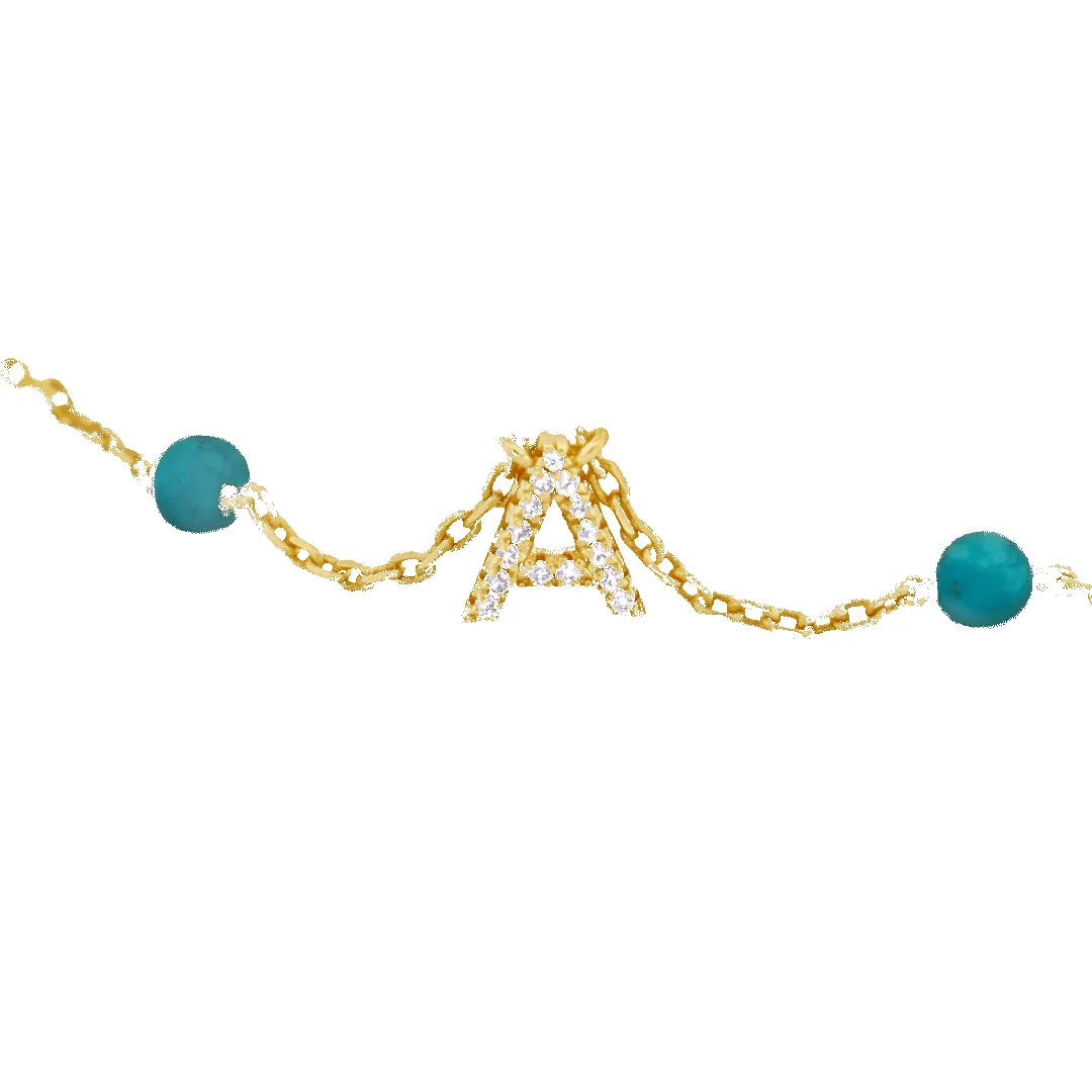 14K Turquoise 'True You' Initial Necklace sold by IceLink product image thumbnail 5