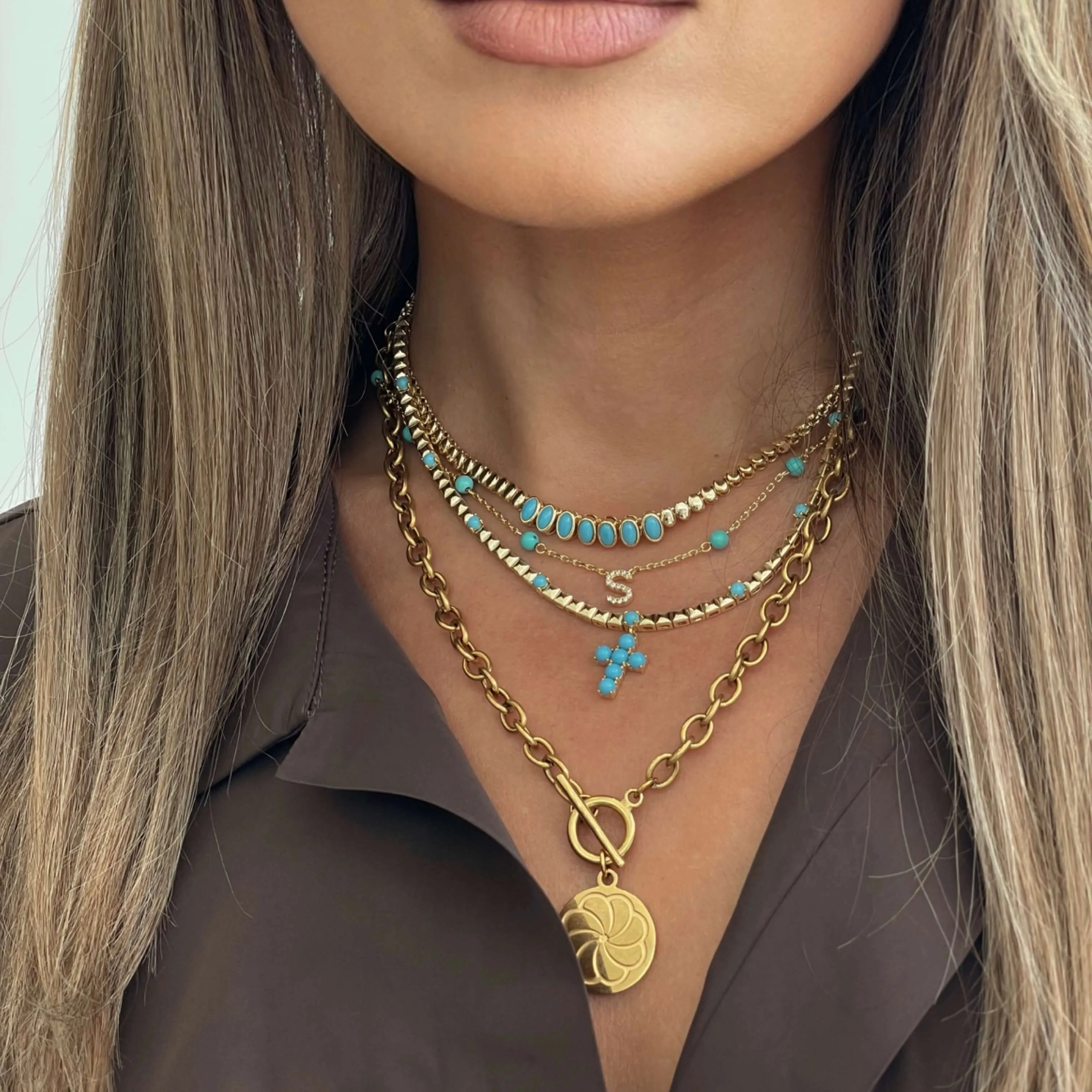 14K Turquoise 'True You' Initial Necklace sold by IceLink product image thumbnail 2