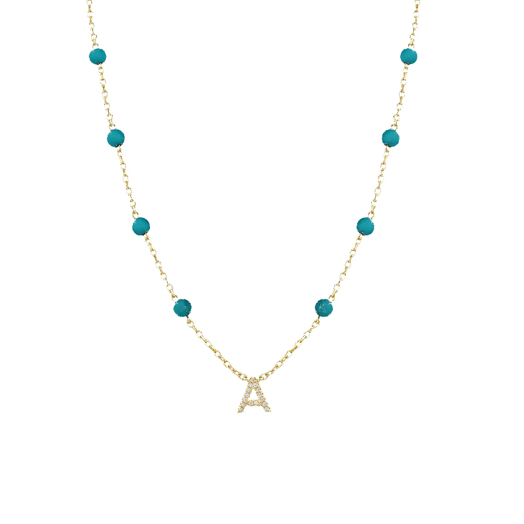 14K Turquoise 'True You' Initial Necklace sold by IceLink