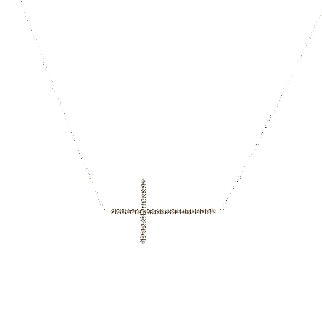 14K Sideways Cross Diamond Necklace sold by IceLink