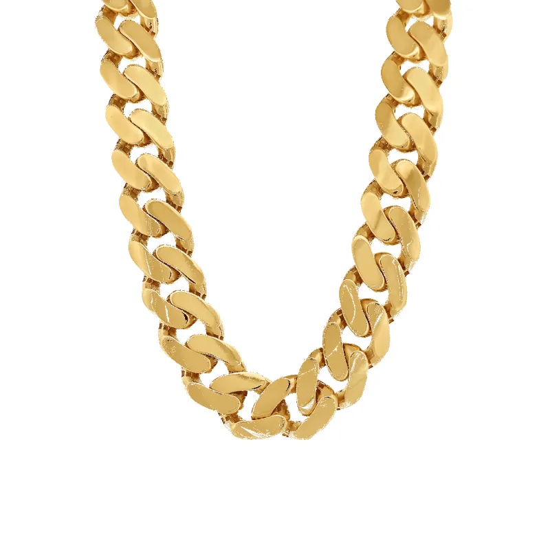 10K 20mm Hollow Monaco Cuban Link Necklace made by IceLink