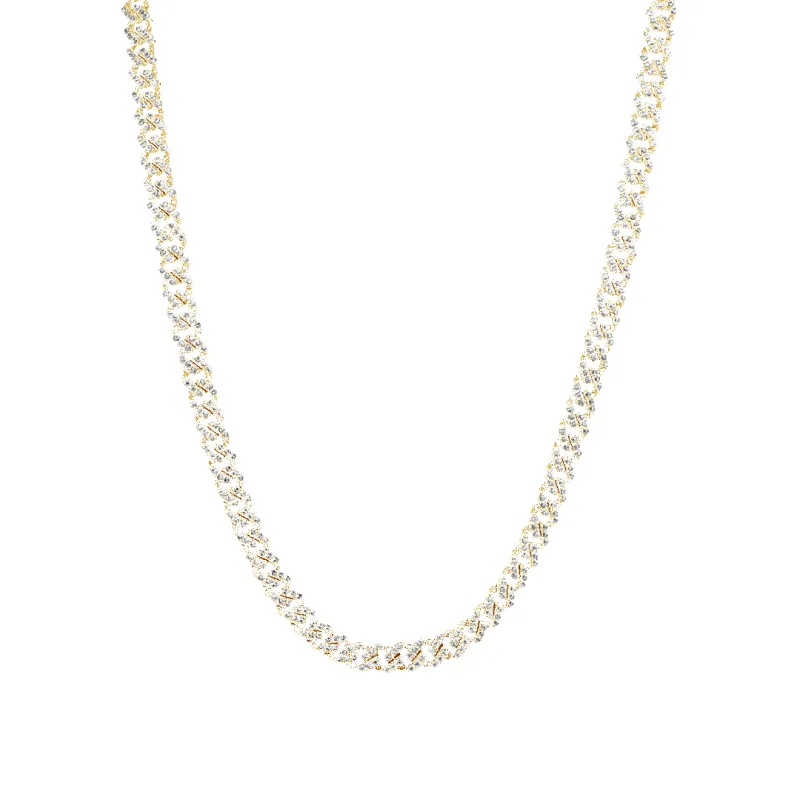 10K 5mm Hollow CZ Monaco Cuban Link Necklace made by IceLink