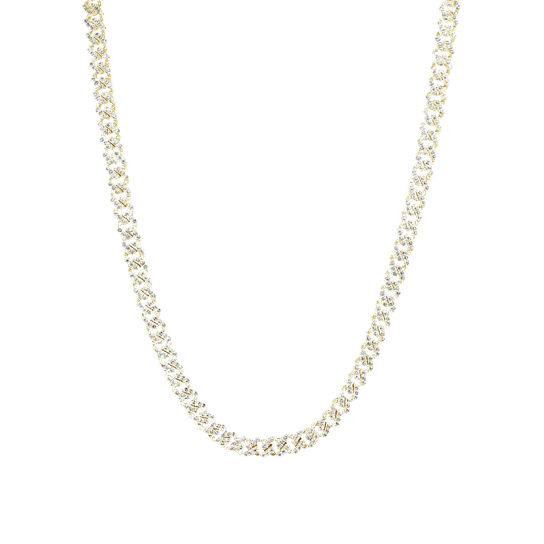 10K 5mm Hollow CZ Monaco Cuban Link Necklace sold by IceLink