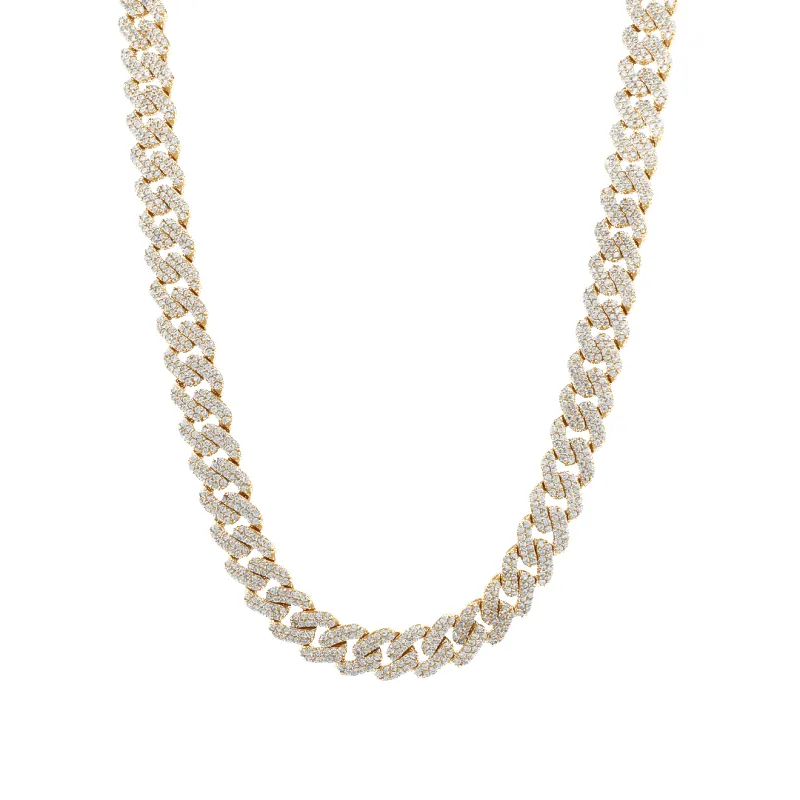 10K 9mm Hollow CZ Monaco Cuban Link Necklace made by IceLink