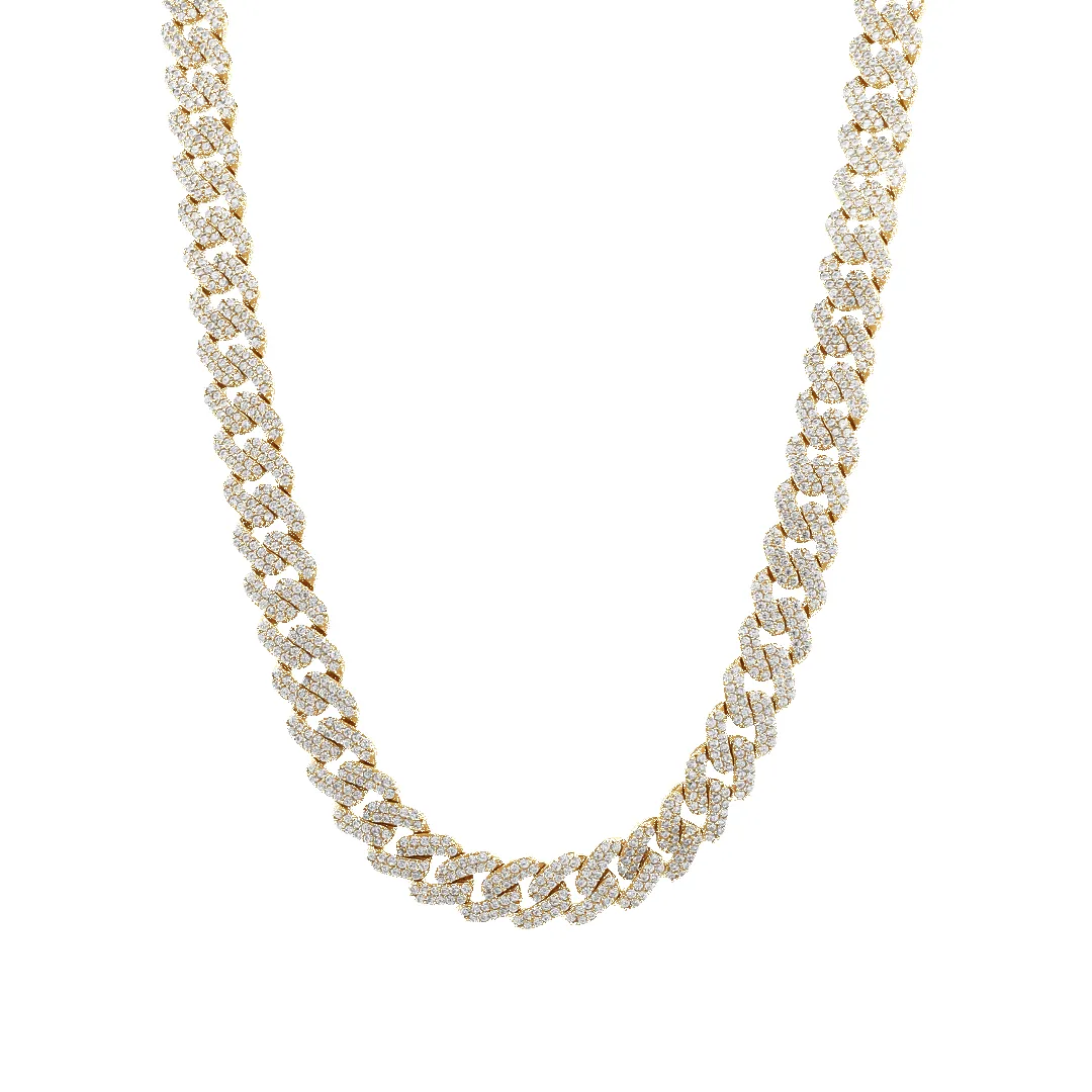 10K 9mm Hollow CZ Monaco Cuban Link Necklace sold by IceLink