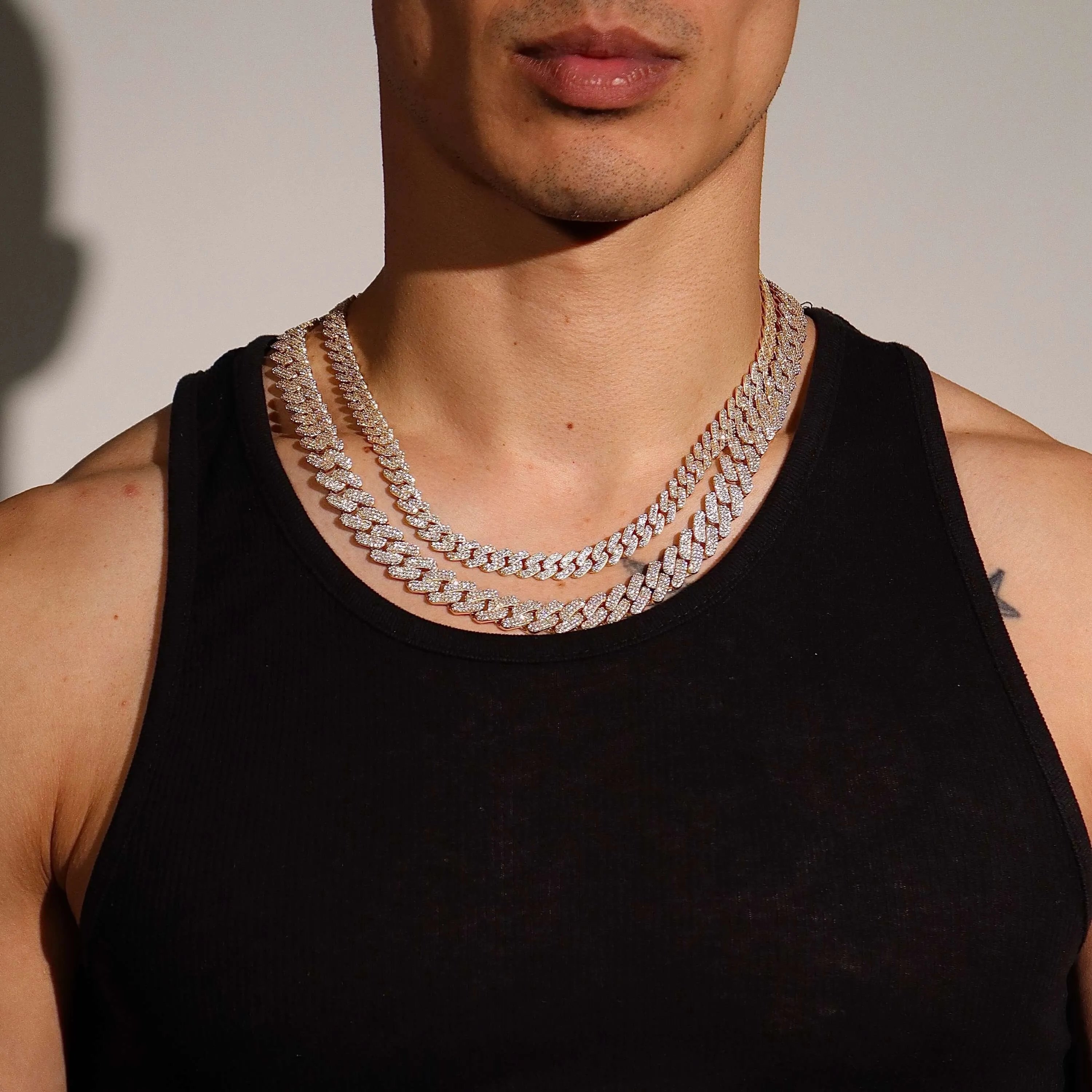 10K 13mm Hollow CZ Monaco Cuban Link Necklace sold by IceLink product image thumbnail 2