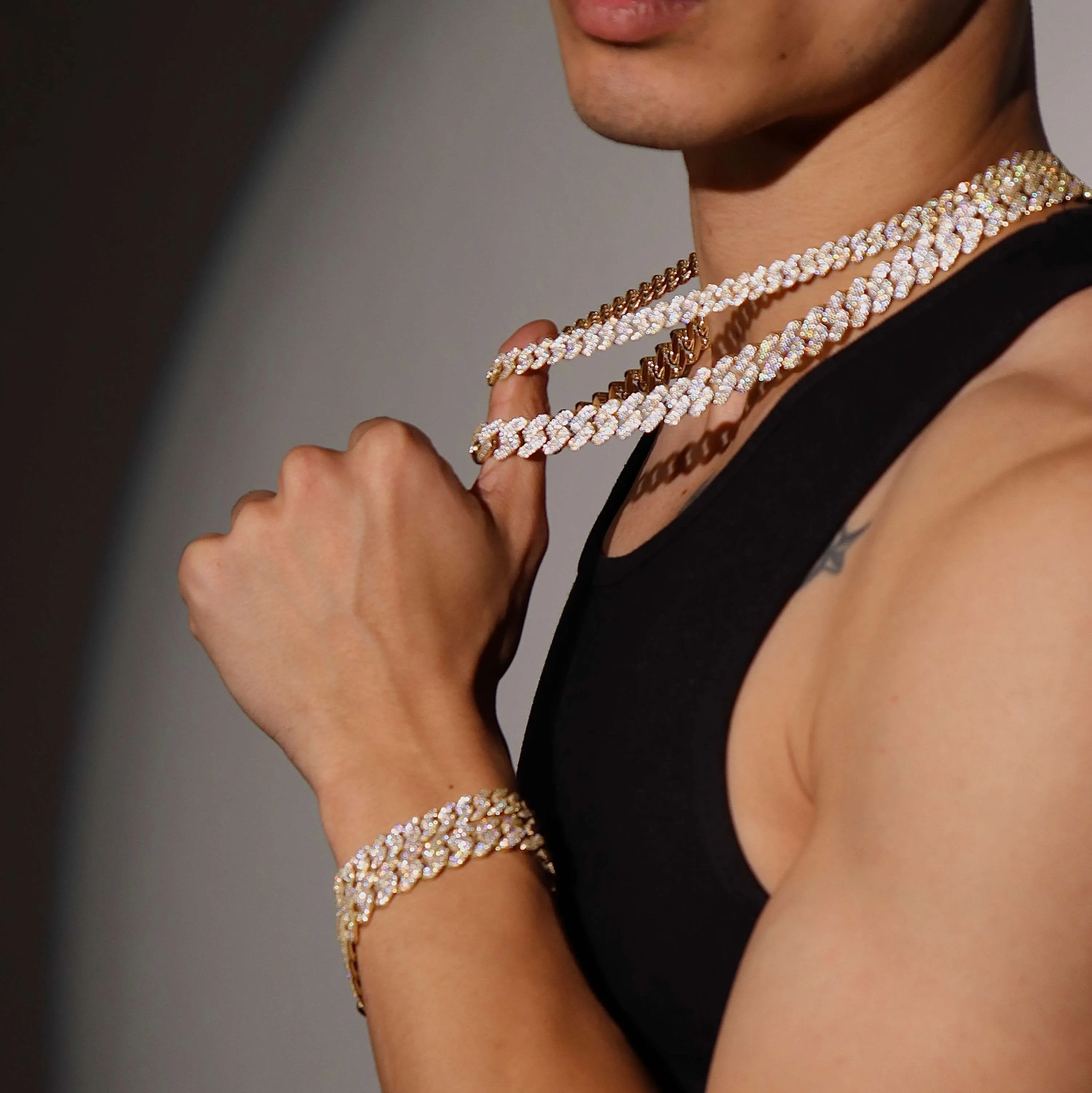 10K 13mm Hollow CZ Monaco Cuban Link Necklace sold by IceLink product image thumbnail 3