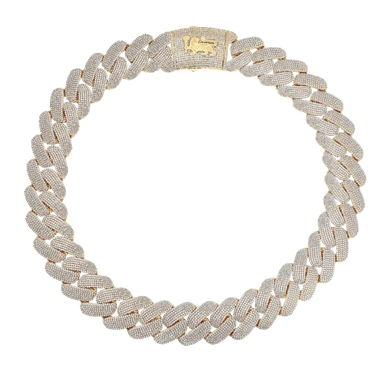 10K 30mm Hollow CZ Monaco Cuban Link Necklace made by IceLink