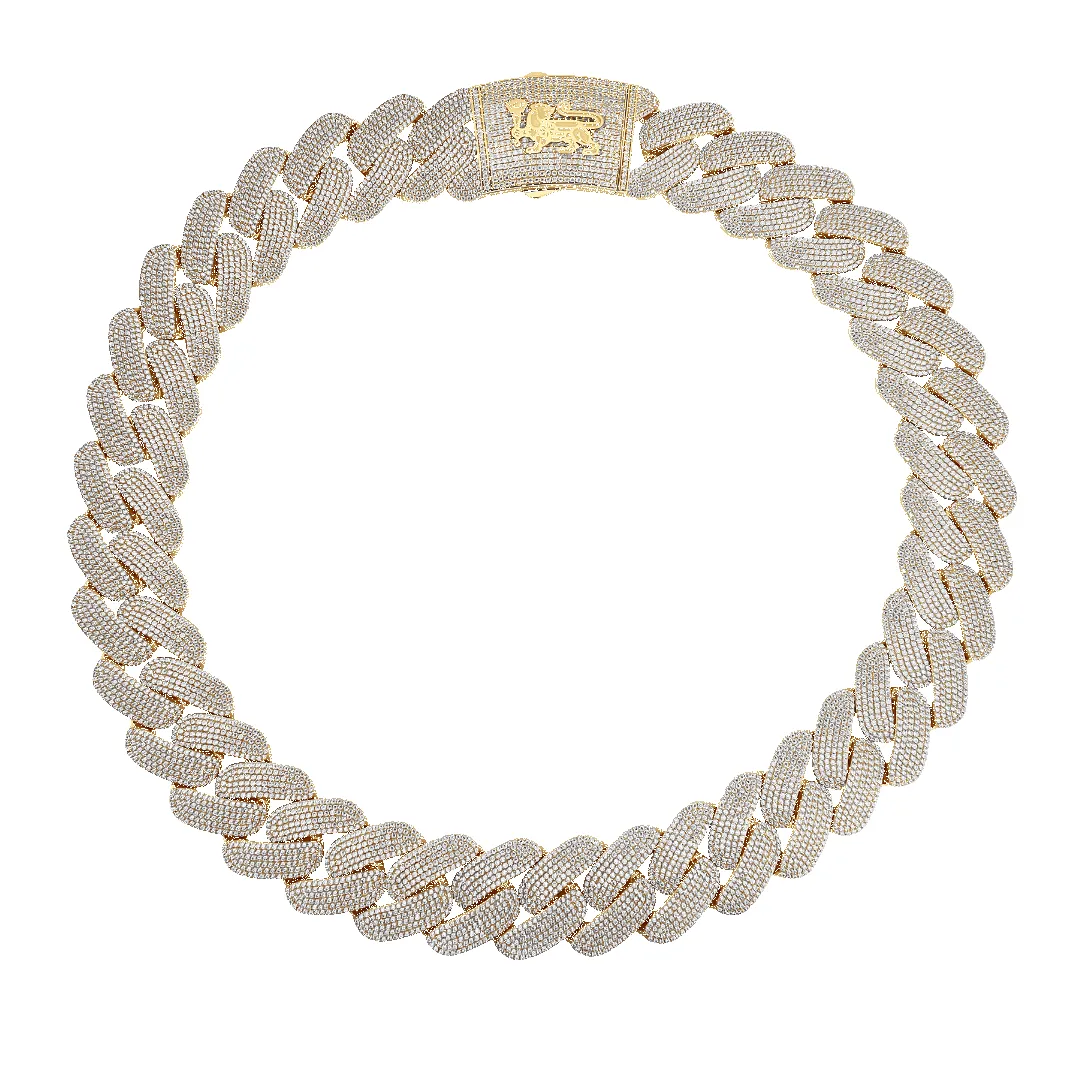 10K 30mm Hollow CZ Monaco Cuban Link Necklace sold by IceLink