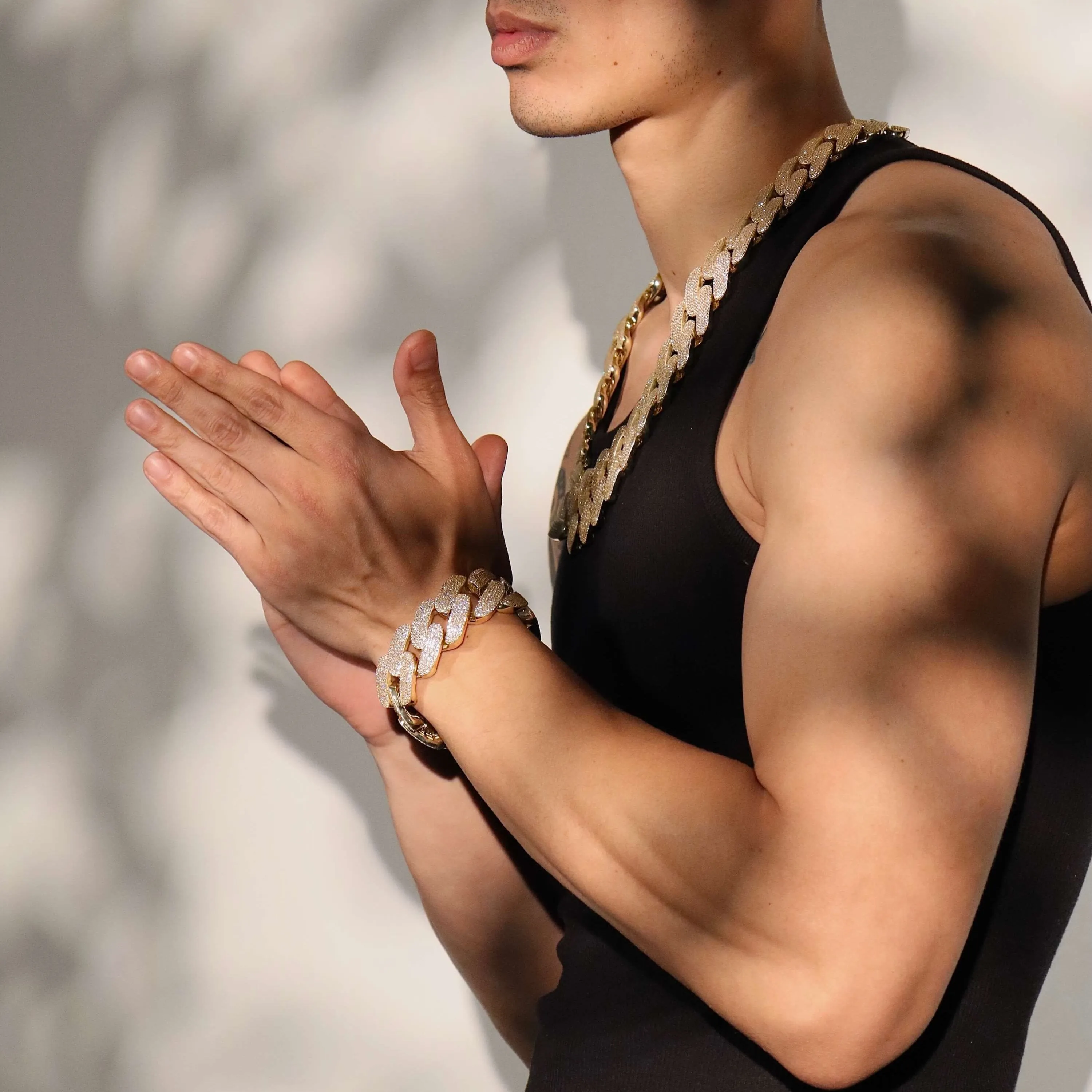 10K 30mm Hollow CZ Monaco Cuban Link Necklace sold by IceLink product image thumbnail 4