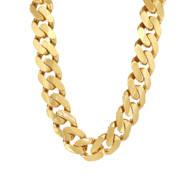 10K 22mm Hollow Monaco Cuban Link Necklace made by IceLink