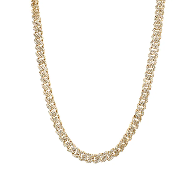 10K 6mm Hollow CZ Monaco Cuban Link Necklace made by IceLink