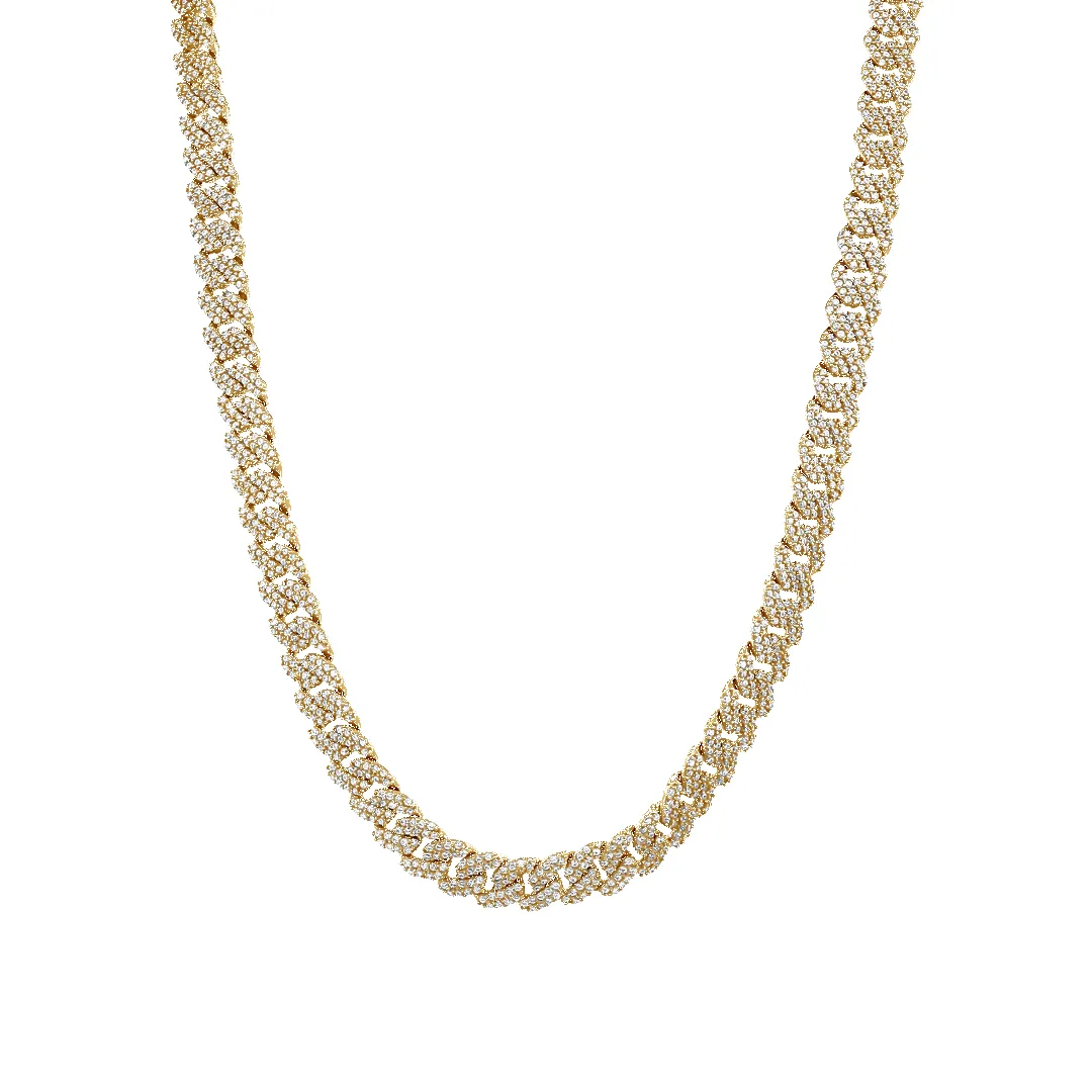 10K 6mm Hollow CZ Monaco Cuban Link Necklace sold by IceLink