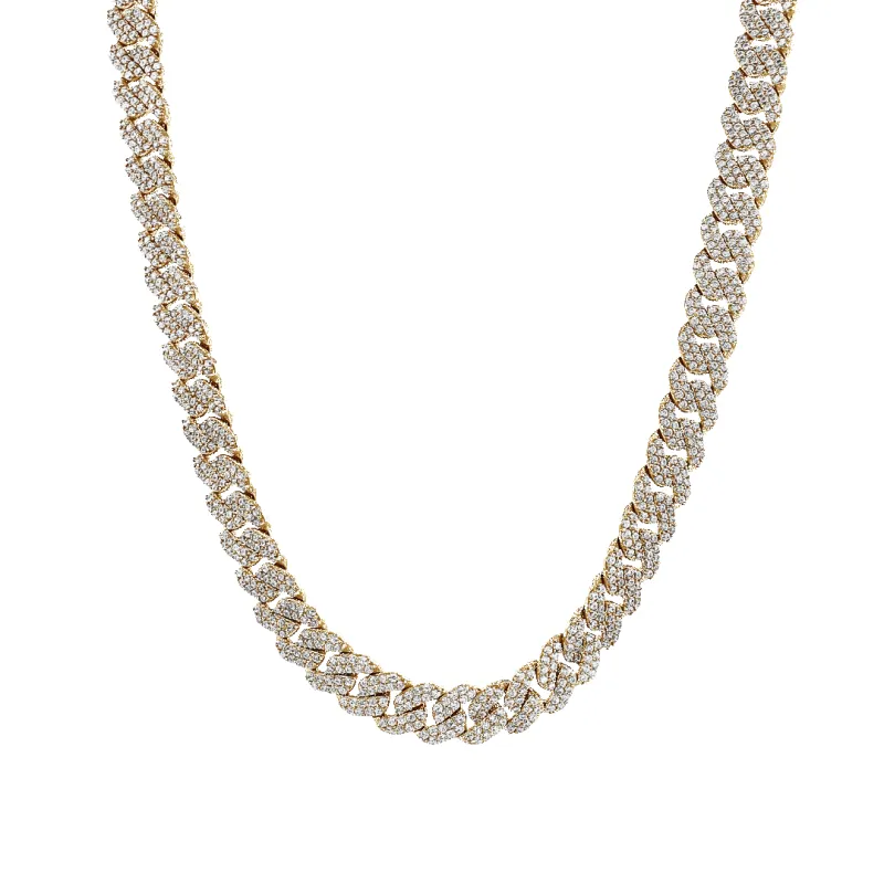 10K 11mm Hollow CZ Monaco Cuban Link Necklace made by IceLink