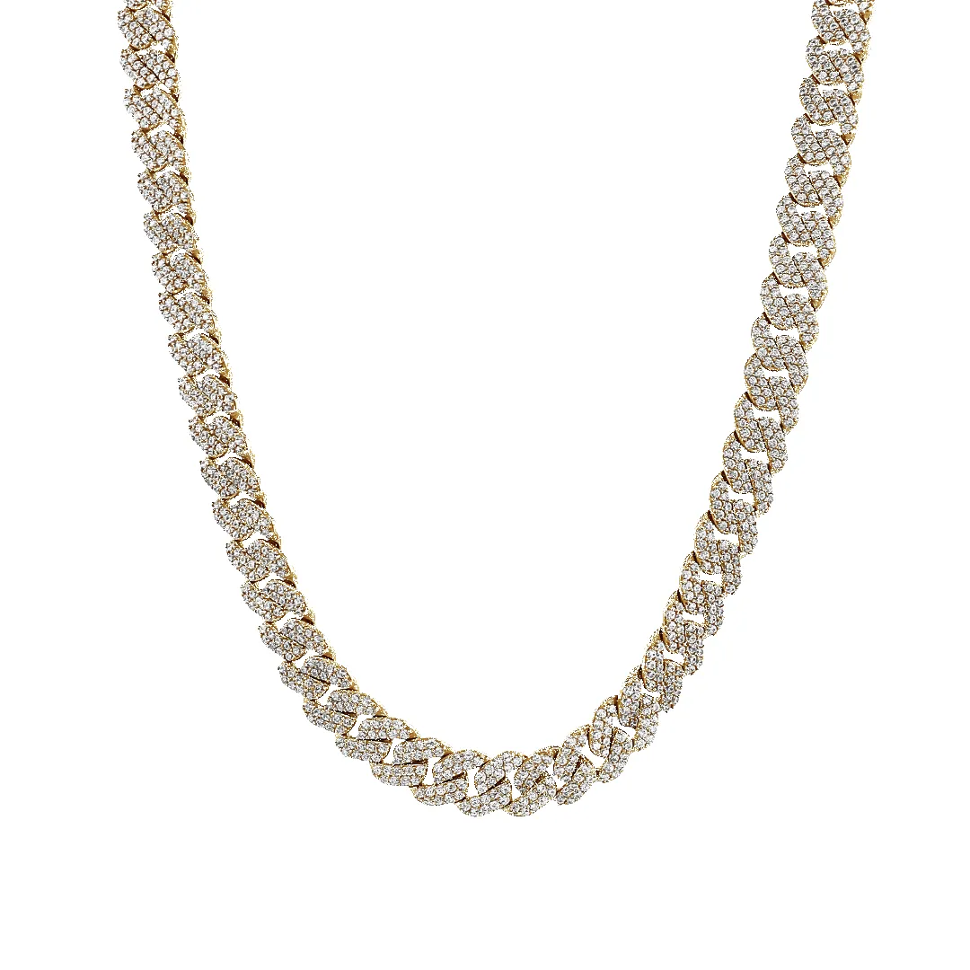10K 11mm Hollow CZ Monaco Cuban Link Necklace sold by IceLink